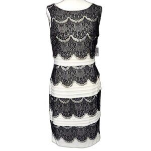 New Dressbarn Sleeveless Summer Dress Size 8 Mid-length White & Black